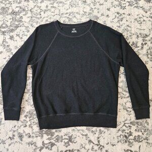 Aerie Black Textured Vintage Crew Sweatshirt